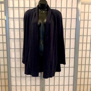 Long sleeve navy blue Cabi cardigan Size M Back has an open triangle. Worn twice